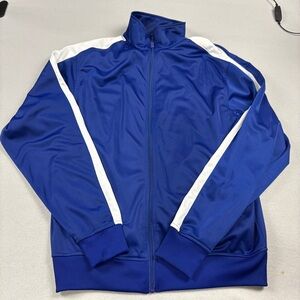 Noiz Streetwear Men's Blue and White Athletic Jacket